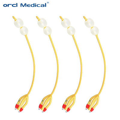 4 Weg Latex Foley Katheter Silicone beschichtet Doppelballon Latex Urinkatheter